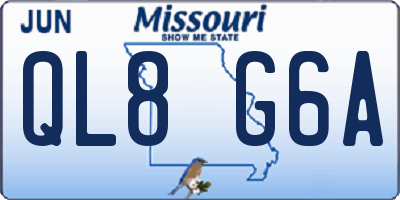 MO license plate QL8G6A