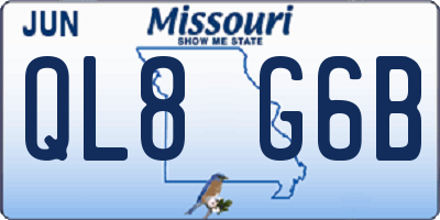 MO license plate QL8G6B