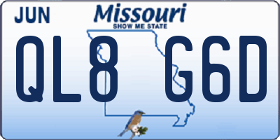 MO license plate QL8G6D