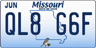 MO license plate QL8G6F