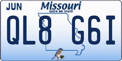 MO license plate QL8G6I
