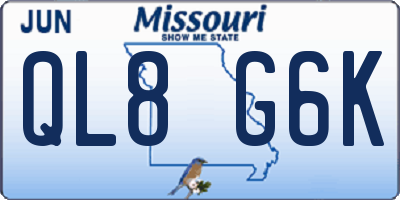 MO license plate QL8G6K