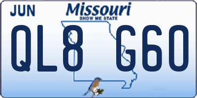 MO license plate QL8G6O