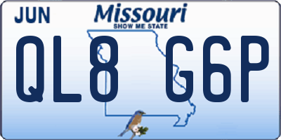 MO license plate QL8G6P