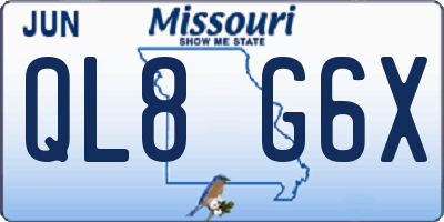 MO license plate QL8G6X