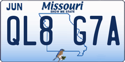 MO license plate QL8G7A
