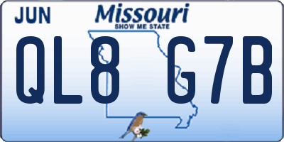 MO license plate QL8G7B