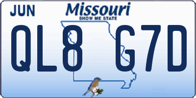 MO license plate QL8G7D