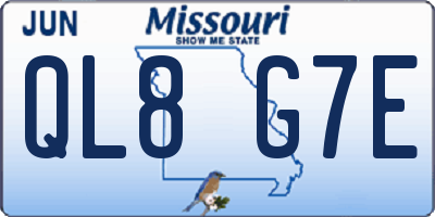 MO license plate QL8G7E