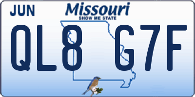 MO license plate QL8G7F