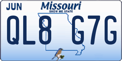 MO license plate QL8G7G