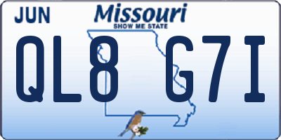 MO license plate QL8G7I