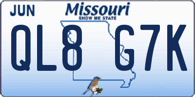 MO license plate QL8G7K