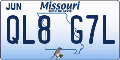 MO license plate QL8G7L