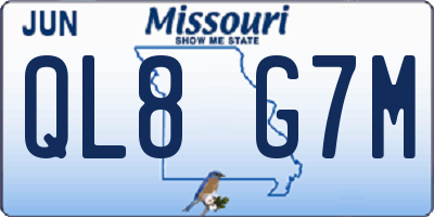 MO license plate QL8G7M