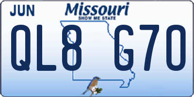 MO license plate QL8G7O