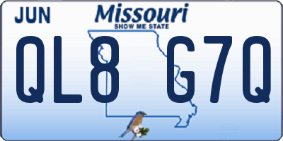 MO license plate QL8G7Q