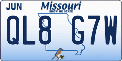 MO license plate QL8G7W