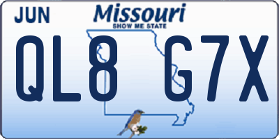 MO license plate QL8G7X