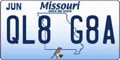 MO license plate QL8G8A