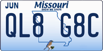 MO license plate QL8G8C