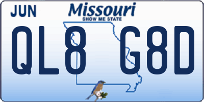 MO license plate QL8G8D