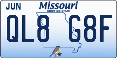MO license plate QL8G8F