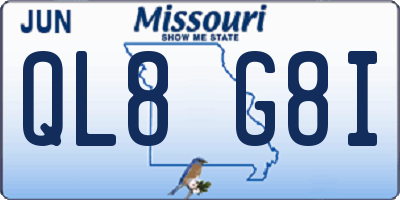 MO license plate QL8G8I