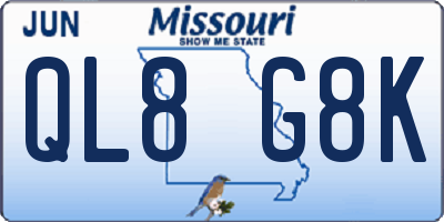 MO license plate QL8G8K