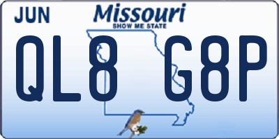 MO license plate QL8G8P