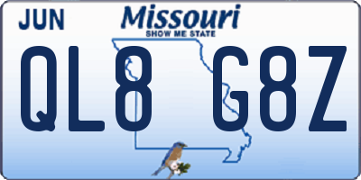 MO license plate QL8G8Z