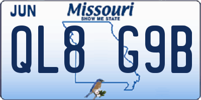 MO license plate QL8G9B