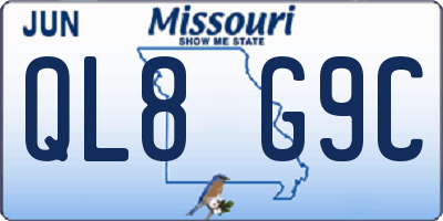 MO license plate QL8G9C
