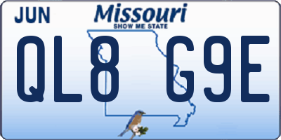 MO license plate QL8G9E