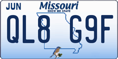 MO license plate QL8G9F