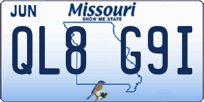 MO license plate QL8G9I