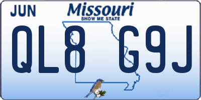 MO license plate QL8G9J