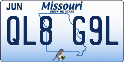 MO license plate QL8G9L