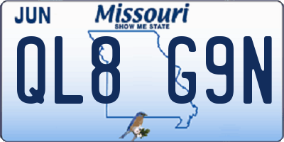 MO license plate QL8G9N