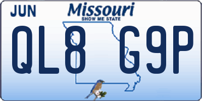 MO license plate QL8G9P