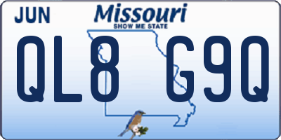 MO license plate QL8G9Q