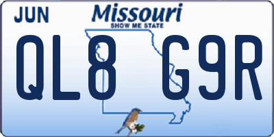 MO license plate QL8G9R