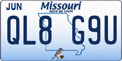 MO license plate QL8G9U