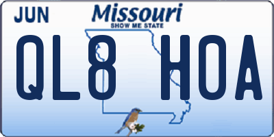 MO license plate QL8H0A