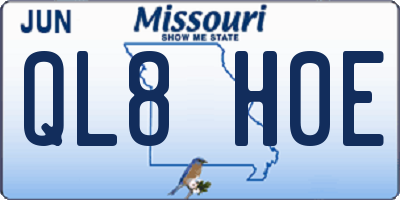 MO license plate QL8H0E