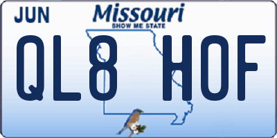 MO license plate QL8H0F