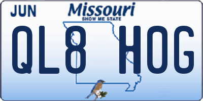 MO license plate QL8H0G