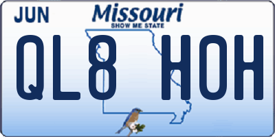MO license plate QL8H0H