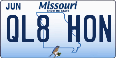 MO license plate QL8H0N