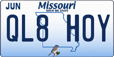 MO license plate QL8H0Y